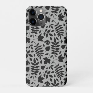 Fallen Leaves Pattern Black on Grey iPhone 11Pro Case