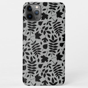 Fallen Leaves Pattern Black on Grey iPhone 11Pro Max Case