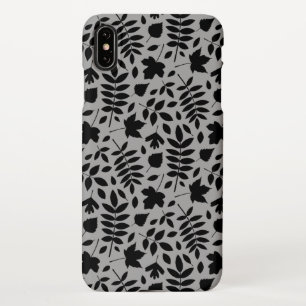 Fallen Leaves Pattern Black on Grey iPhone Case