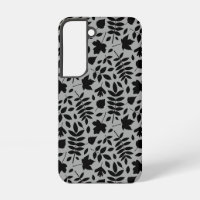 Fallen Leaves Pattern Black on Grey