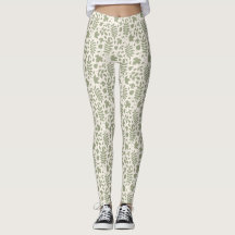 Fallen Leaves Pattern Green on Cream