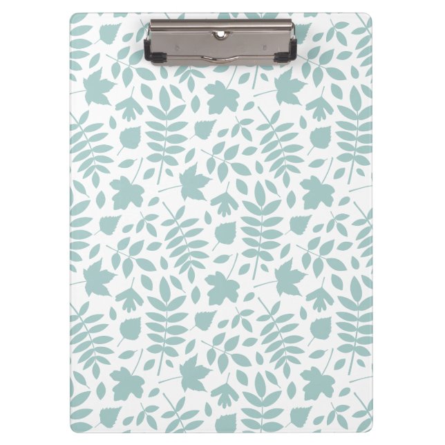 Fallen Leaves Pattern Lt Teal on White Clipboard (Front)