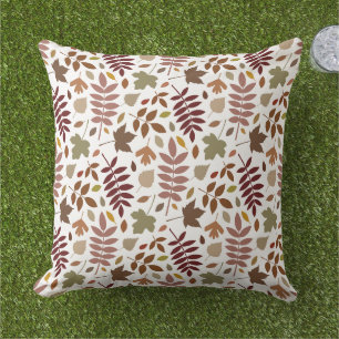 Fallen Leaves Rpt Pattern Fall Colours on White Cushion