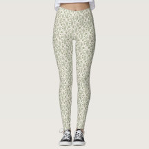 Fallen Leaves Sml Pattern Green on Cream