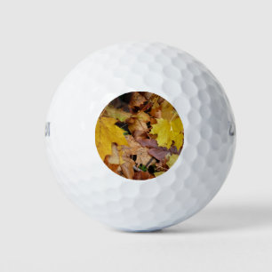 Fallen Maple Leaves Yellow Autumn Nature Golf Balls