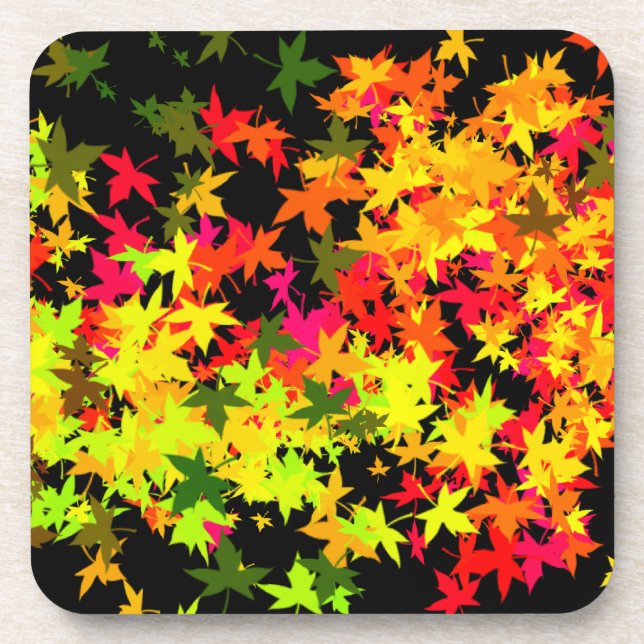 Fallen Maples Leaves in Autumn Coaster (Front)