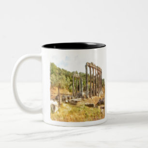 Fallen Ruins of Euromos, Turkiye Watercolor Two-Tone Coffee Mug
