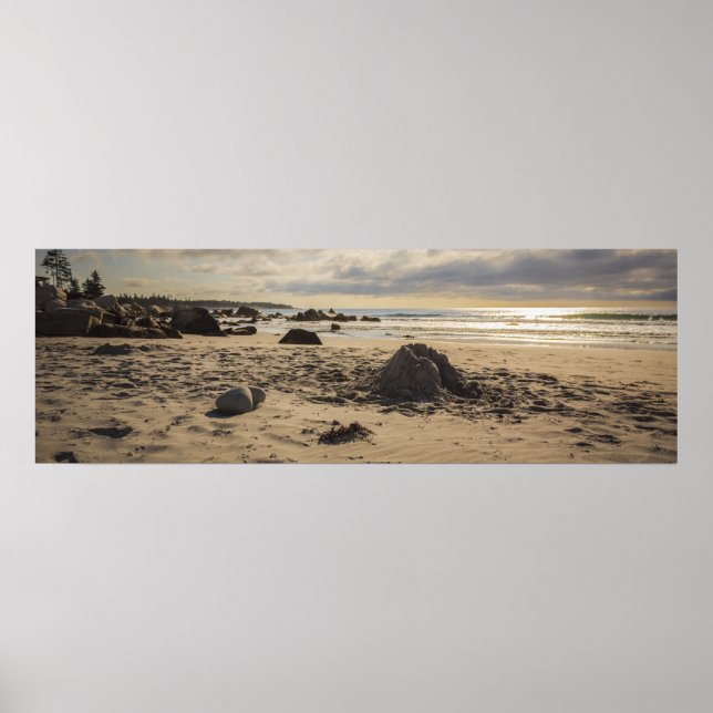 Fallen Sand Castle On The Beach Poster (Front)
