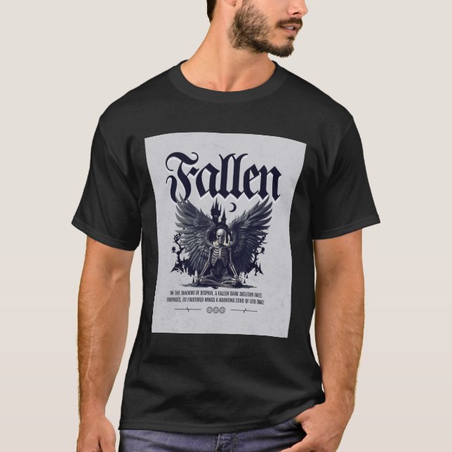 Fallen Skeleton Angel Gothic T-Shirt (Front)