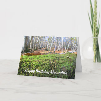 Fallen Tree in Autumn Moss - Custom Birthday Card