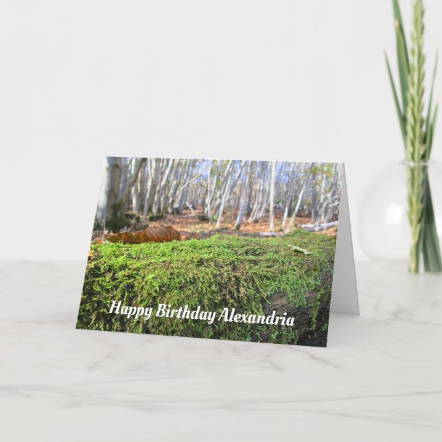 Fallen Tree in Autumn Moss - Custom Birthday Card (Front)