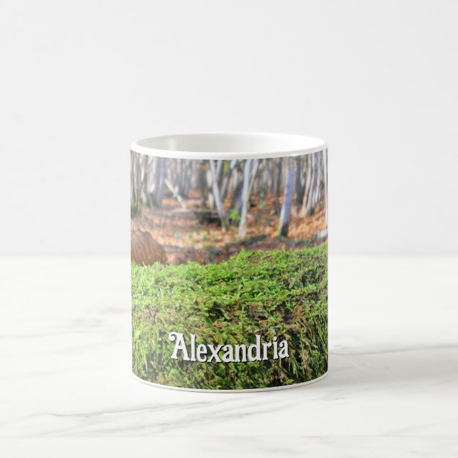 Fallen Tree in Autumn Moss - Personalized Coffee Mug (Center)