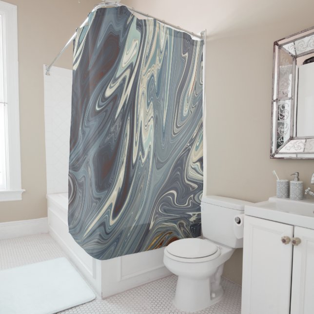 Fallen Waves Art | Best modern abstract painting Shower Curtain (In Situ)