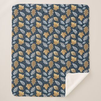 Fallen Winter Leaves dusted by Frost Sherpa Blanket