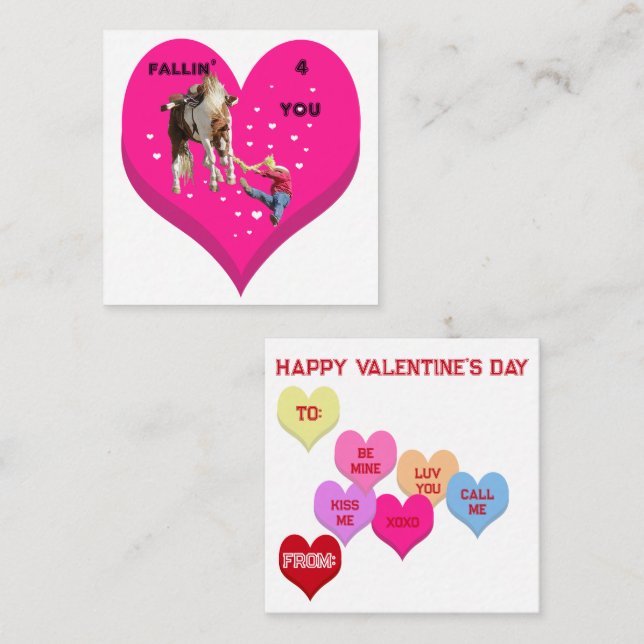 FALLIN' 4 YOU Valentine's Conversation Hearts Card (Front/Back)