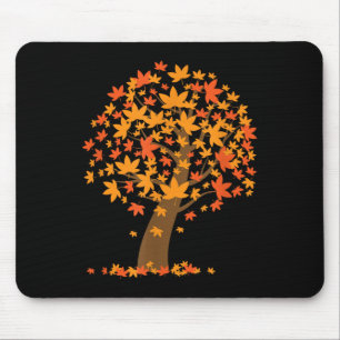 Falling Autumn Fall Leaves & Forest Creator Au Mouse Pad