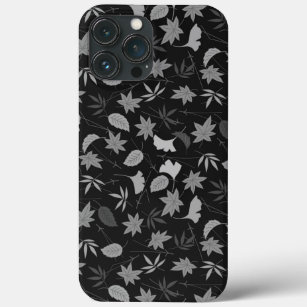 Falling Autumn Leaves Black White iPhone 13 Pro Max Case