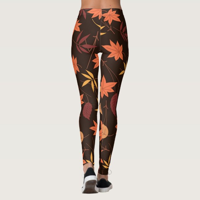 Falling Autumn Leaves Leggings (Back)
