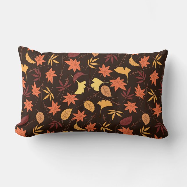 Falling Autumn Leaves Lumbar Pillow (Front)