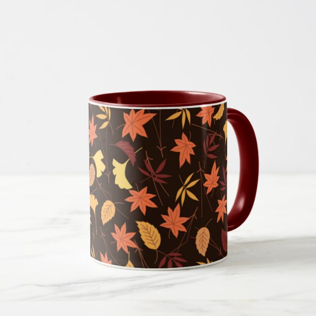 Falling Autumn Leaves Mug (Front Right)