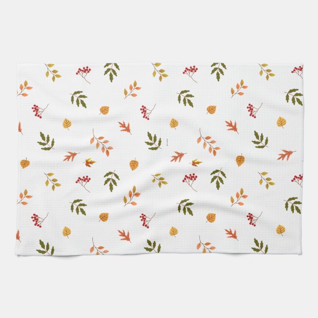 Falling Autumn Leaves Tea Towel (Horizontal)