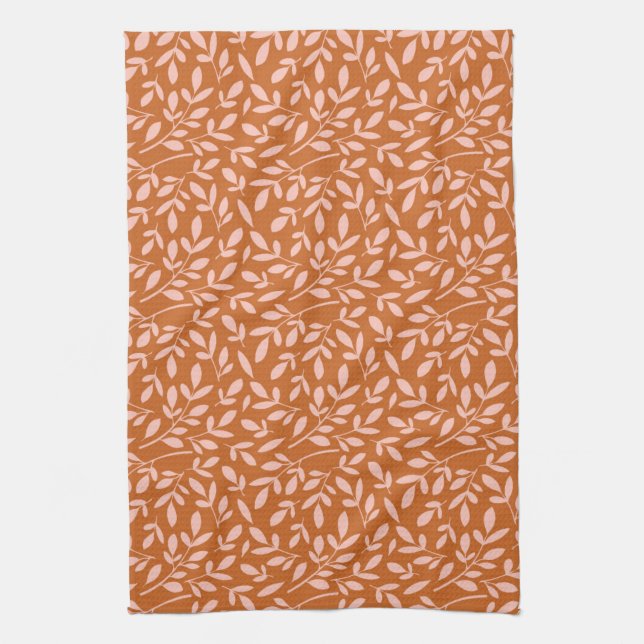 Falling -Autumn Woods- Rust & Blush Pattern Towel (Vertical)