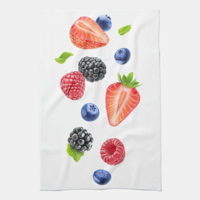 Falling berries tea towel (Vertical)