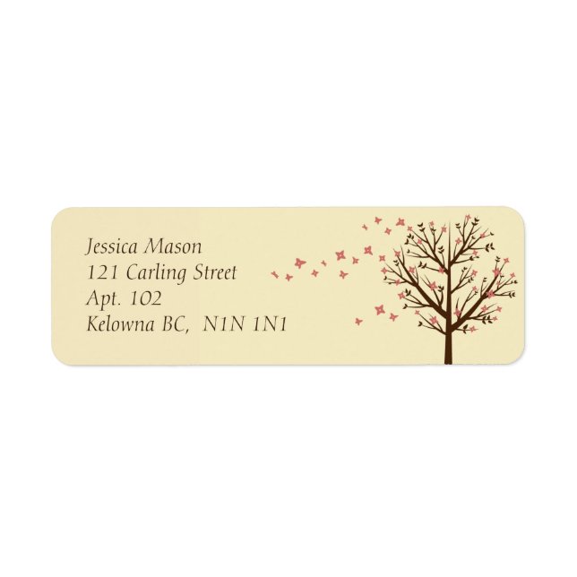 Falling Blossoms - Pink Return Address Label (Front)