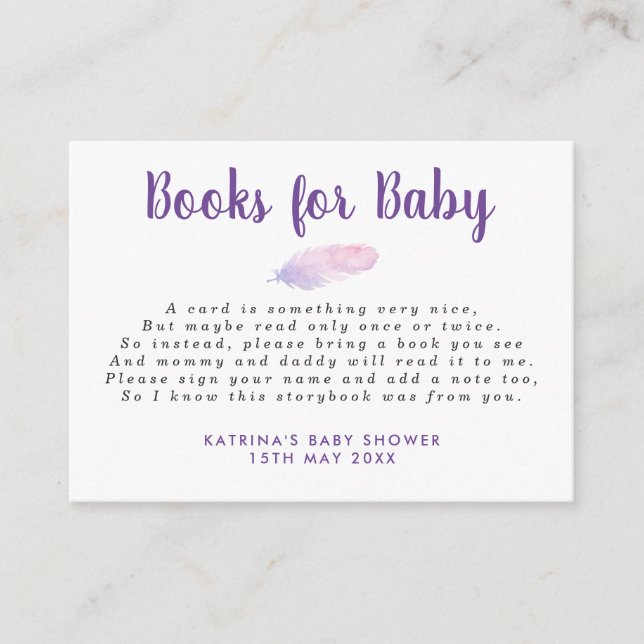 Falling Boho Feathers Books for Baby Insert (Front)