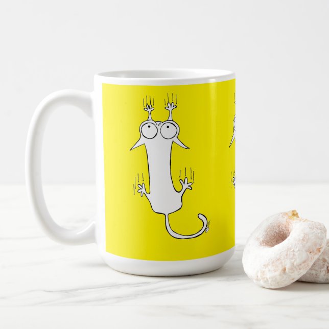 FALLING CAT YELLOW  CATS MUG (With Donut)