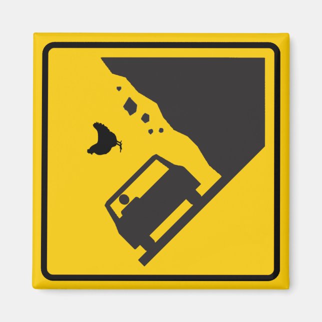Falling Chicken Zone Highway Sign Magnet (Front)