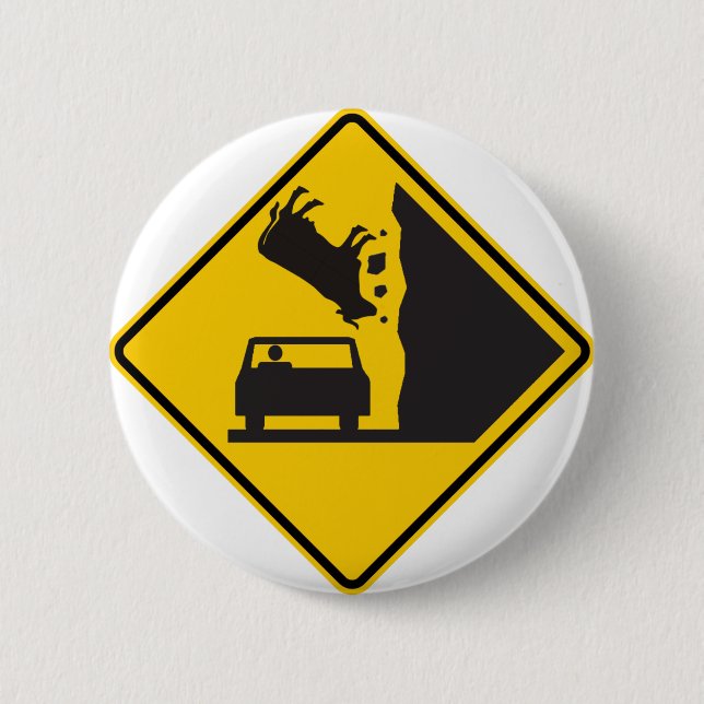 Falling Cow Zone Highway Sign 6 Cm Round Badge (Front)