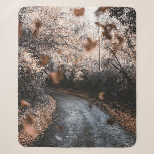 FALLING DRIED LEAVES SHERPA BLANKET