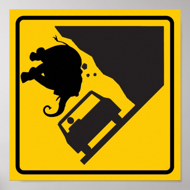 Falling Elephant Zone Highway Sign (Front)