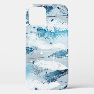 Falling Feathers: Blue Watercolor Seamless iPhone 12 Case