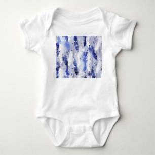 Falling feathers: watercolor blue pattern. baby bodysuit