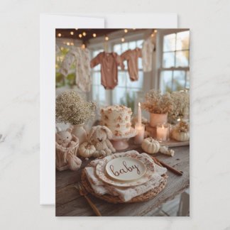 Falling Florals Autumn Baby Sprinkle, Dusty Rose Invitation