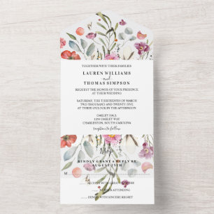 Falling Flowers Wedding Invitation