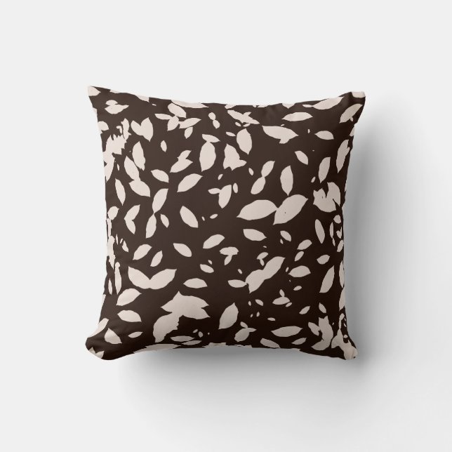 Falling Foliage Black & White Throw Pillow (Front)