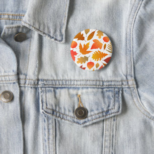 Falling for Autumn – Cosy Leaf Pattern 6 Cm Round Badge