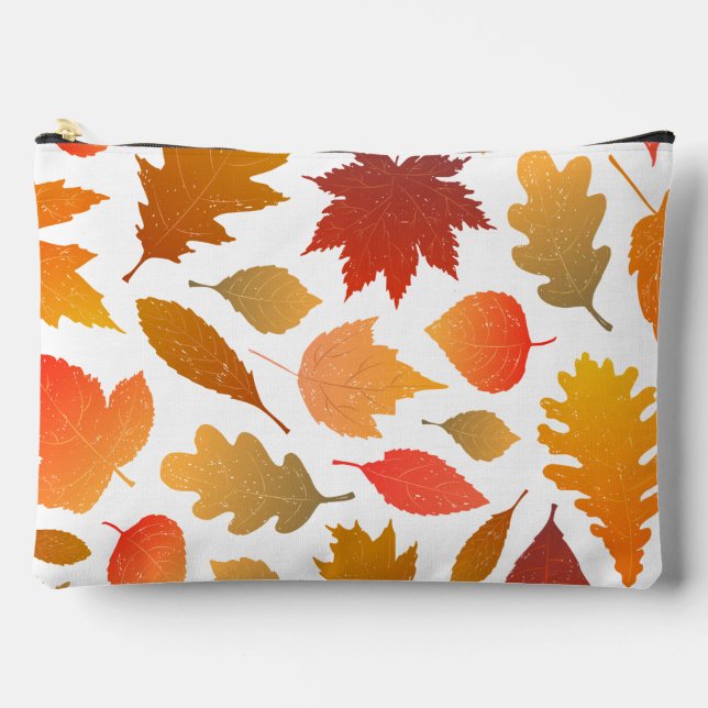Falling for Autumn – Cosy Leaf Pattern Accessory Pouch (Front)