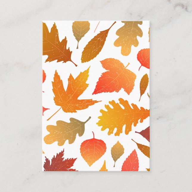 Falling for Autumn – Cosy Leaf Pattern Calling Card (Front)