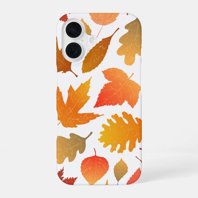 Falling for Autumn – Cosy Leaf Pattern iPhone 16 Case (Back)