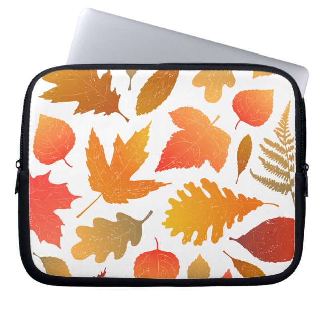 Falling for Autumn – Cosy Leaf Pattern Laptop Sleeve (Front)