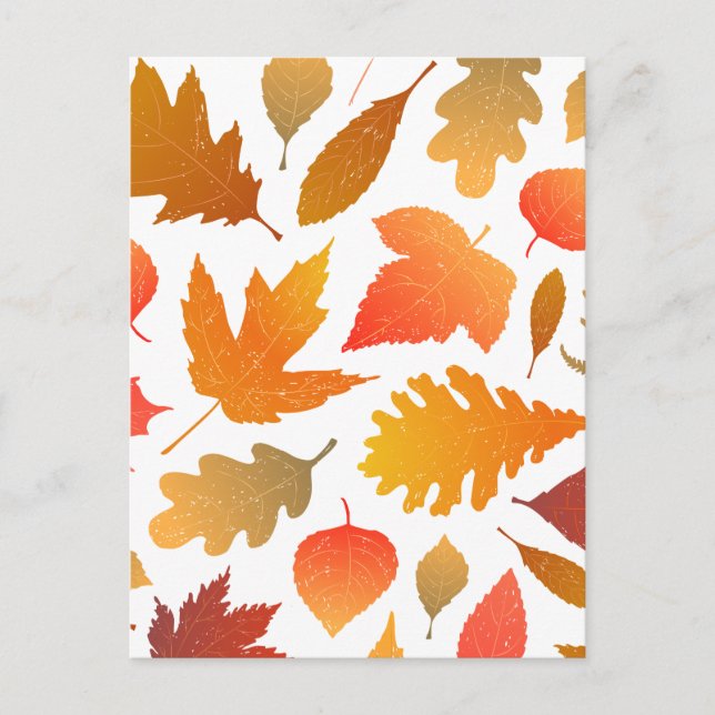 Falling for Autumn – Cosy Leaf Pattern Postcard (Front)
