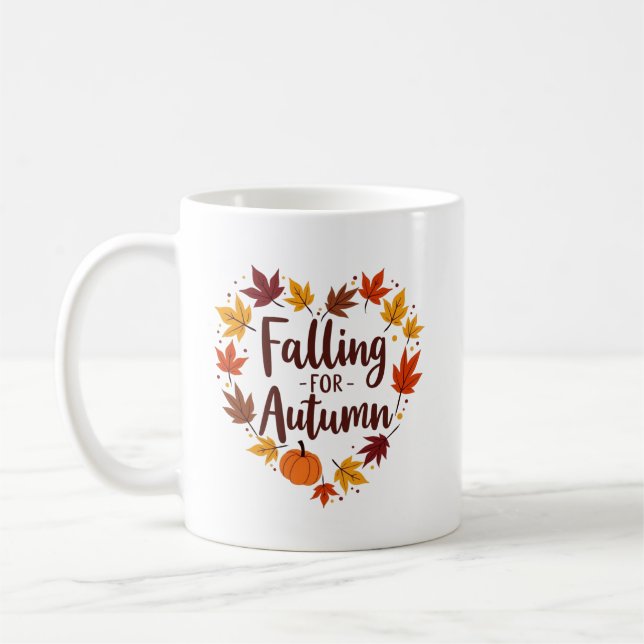 Falling for Autumn Personalised Name Coffee Mug (Left)