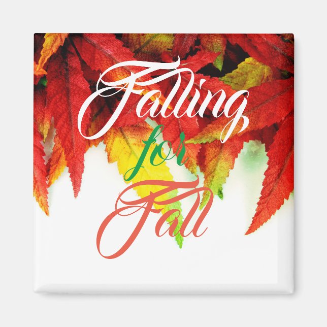 Falling for fall autumn maple leaves red elegant  magnet (Front)