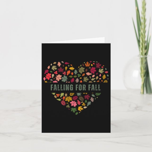 Falling For Fall - Hello Fall Falling Leaves Autum Card (Front)