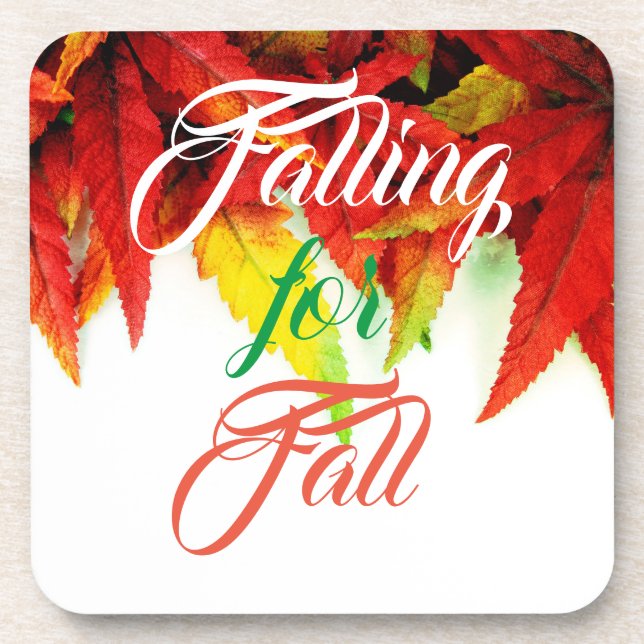 Falling for fall japanese maple leaf red elegant  coaster (Front)