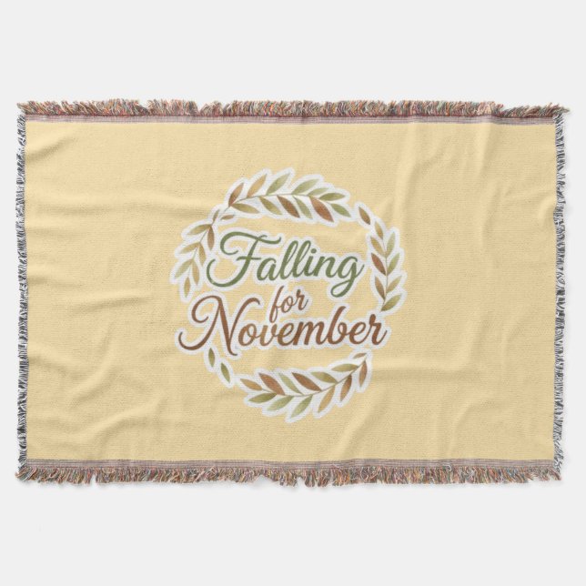 Falling for November - Fall Design Throw Blanket (Front)